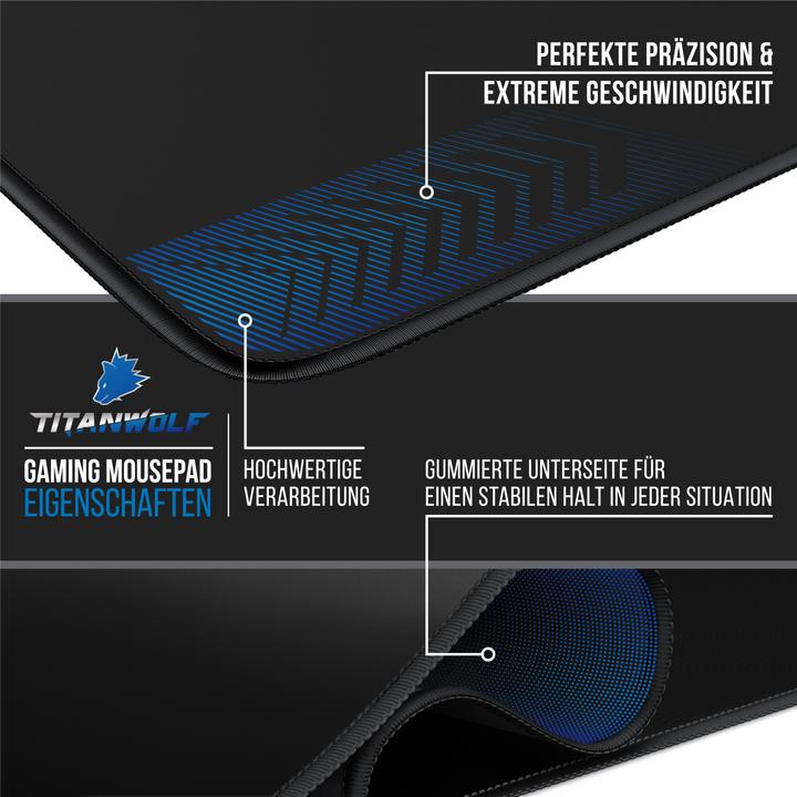 Actual product image Titanwolf Gaming mouse pad, speed gaming mouse mat 280 x 200mm, mouse pad with rubberised back, black
