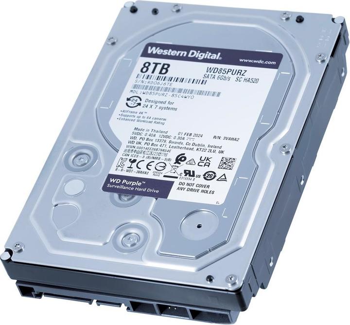 Productafbeelding WD HDD Paars 8TB 3,5 SATA 6Gbs 256MB (8 TB, 3.5", CMR)