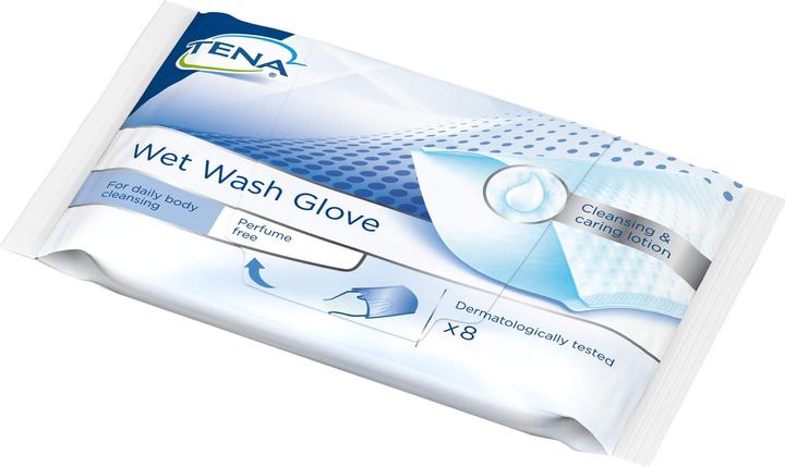 Actual product image Tena Wet Wash Gloves (8 x, Regular)