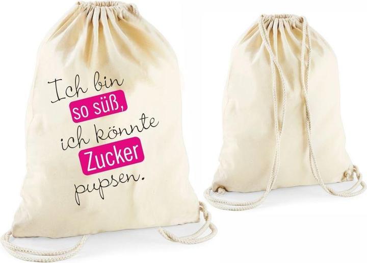 Produktbild 4you Design Statement-Turnbeutel "Ich bin so suess, ich koennte Zucker pupsen." natur