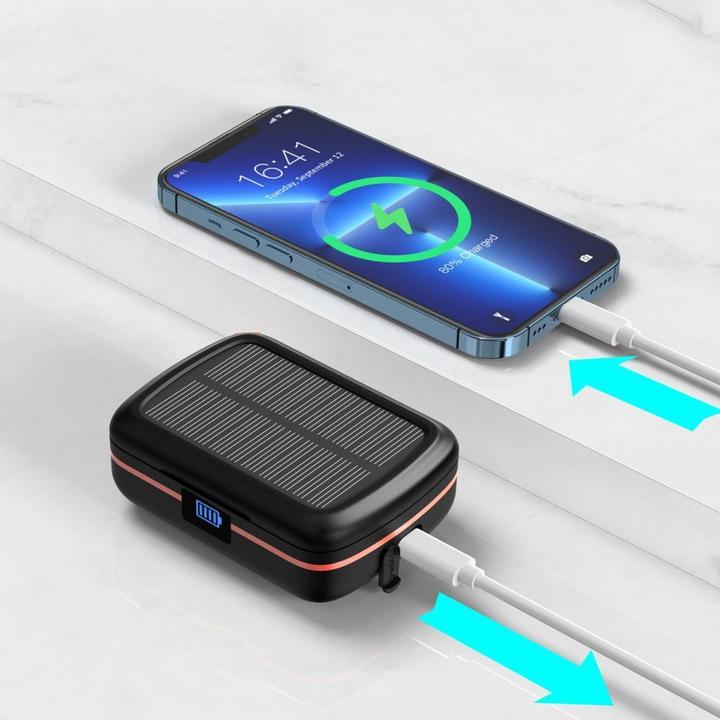 Immagine prodotto Choetech Cuffie Bluetooth TWS SOLAR con powerbank da 2500mAh - Nero (8 h, Senza fili)