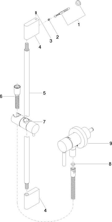 Produktbild Dornbracht UP-Einhandbatterie mit integriertem Brauseanschluss mit Duschgarnitur, ohne Handbrause, 3