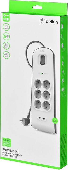 Produktbild Belkin SURGE PLUS 2.4 A (6 x, CEE 7/3, USB-A, 2 m)