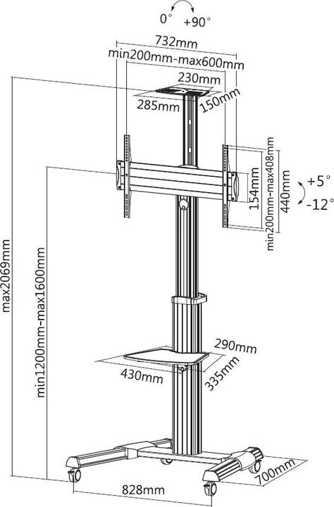 Image du produit equip Chariot TV (À CRISTAUX LIQUIDES, 70", 50 kg)