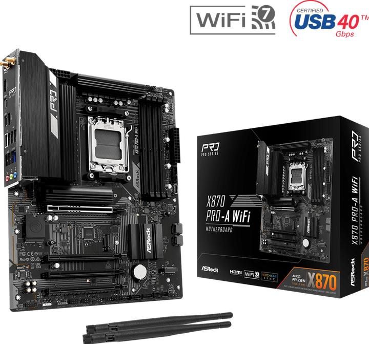 Immagine prodotto AsRock X870 Pro-A WiFi AM5 ATX HDMI/USB-C DDR5 retail (AMD SoC, AMD SoC, ATX)