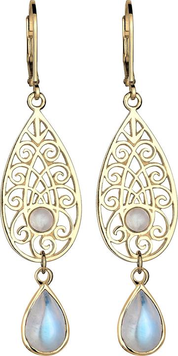 Elli Ornament, Tropfen (925 Sterling Silber vergoldet, Mondstein)
