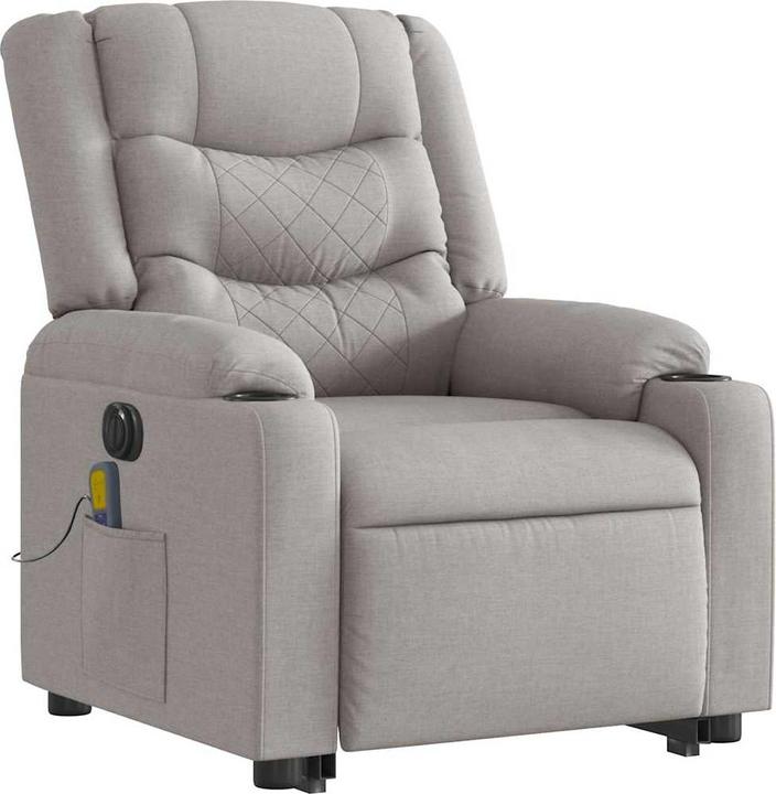 VidaXL Massagesessel mit Aufstehhilfe Elektrisch Wolkengrau Stoff