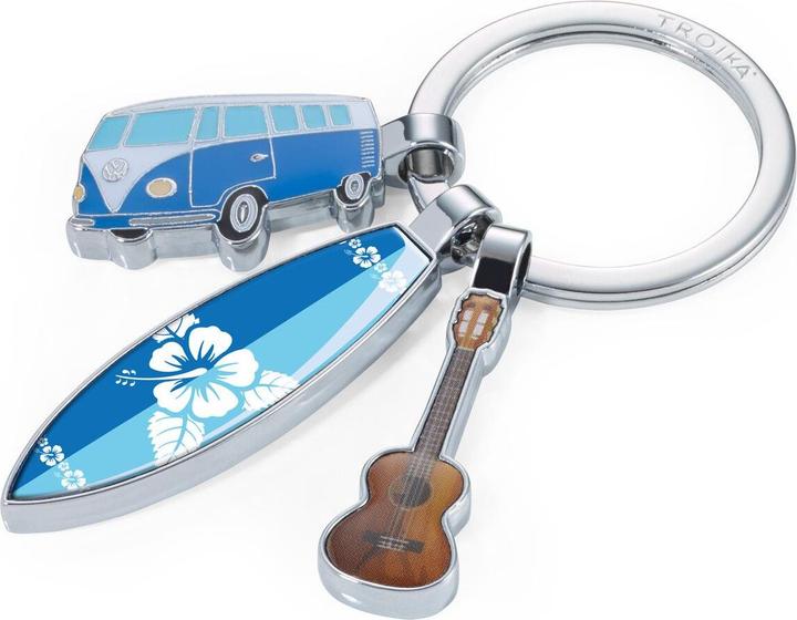 Troika SURFMATE T1 Schlüsselanhänger mit 3 Anhängern, glänzend grau/mehrfarbig