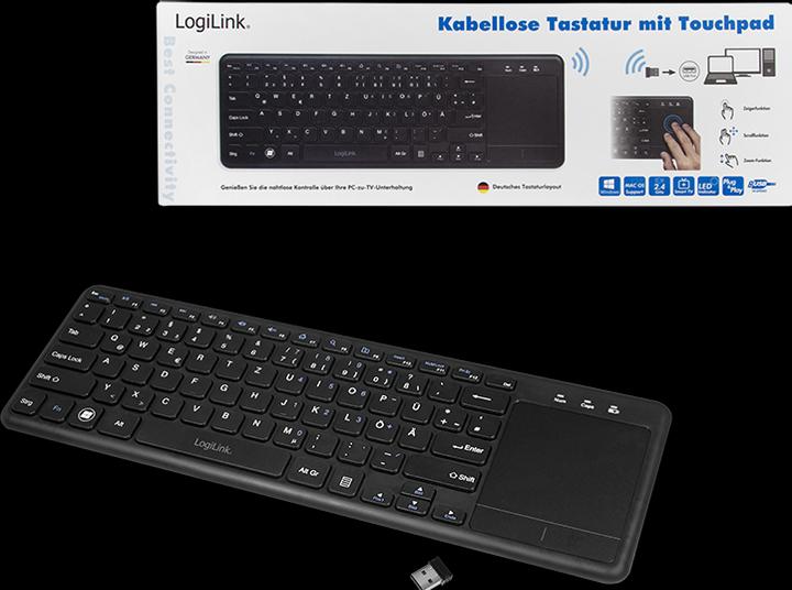 Immagine prodotto LogiLink Tastiera wireless con touchpad, 2,4 GHz, nero (DE, Senza fili)