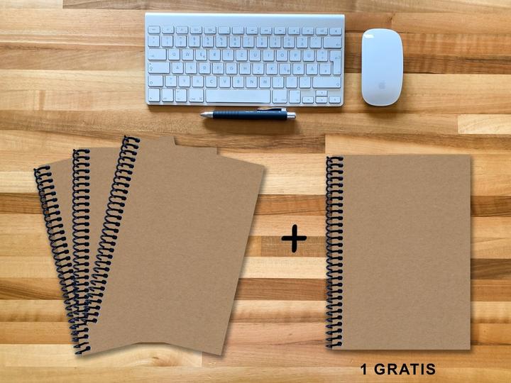 Produktbild A 4 Notizbuch - Set, 3+1 gratis, Luxury 80 Seiten MUSKAT Designerecycling, kariert 5x5mm (A4, Kariert)
