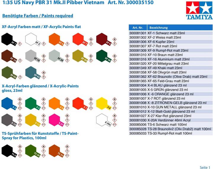 Actual product image Tamiya US Navy PBR31