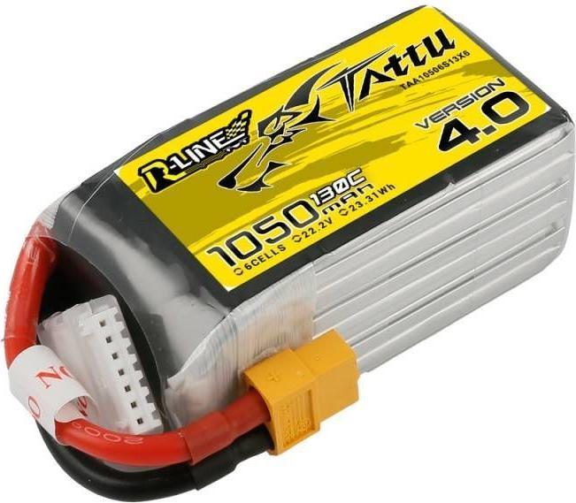 Immagine prodotto Tattu Batteria RC LiPo 1050 mAh 22.2 V 130C R-Line, V4.0 (22.20 V, 1050 mAh)