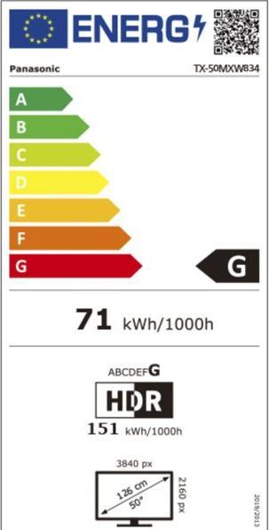 Energy Label Panasonic TX-50MXW834 (50", MXW834, LCD, 4K, 2023)