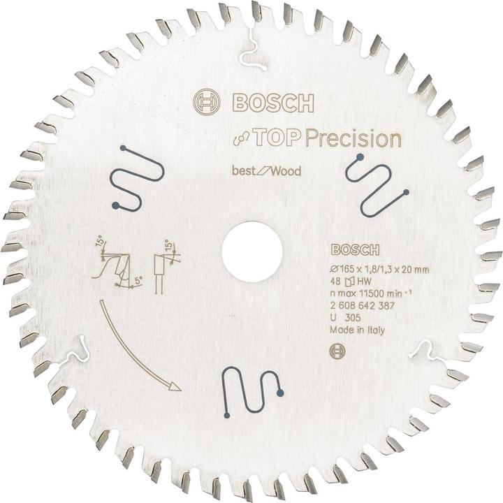 Bosch Professional Zubehör Kreissägeblatt Top Precision Best for Multi Material 165 x 20 x 1,8 mm, 56