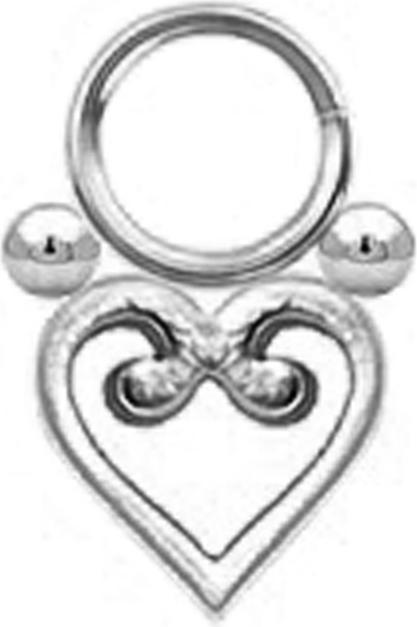 Star Piercing Anhänger silber filigranes Herz zwei Kugeln (ohne Messing, Chirurgenstahl 316L)