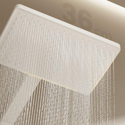 Produktbild Emke Duschsystem mit Thermostat, Handbrause + Regendusche + Kinderdusche + Unterer Auslass, Weiss