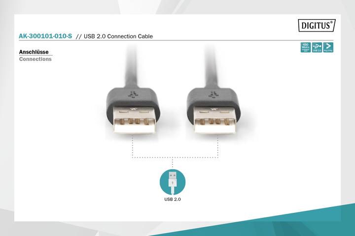 Actual product image Digitus USB2.0 connection cable, 1 m (1 m, USB 2.0)