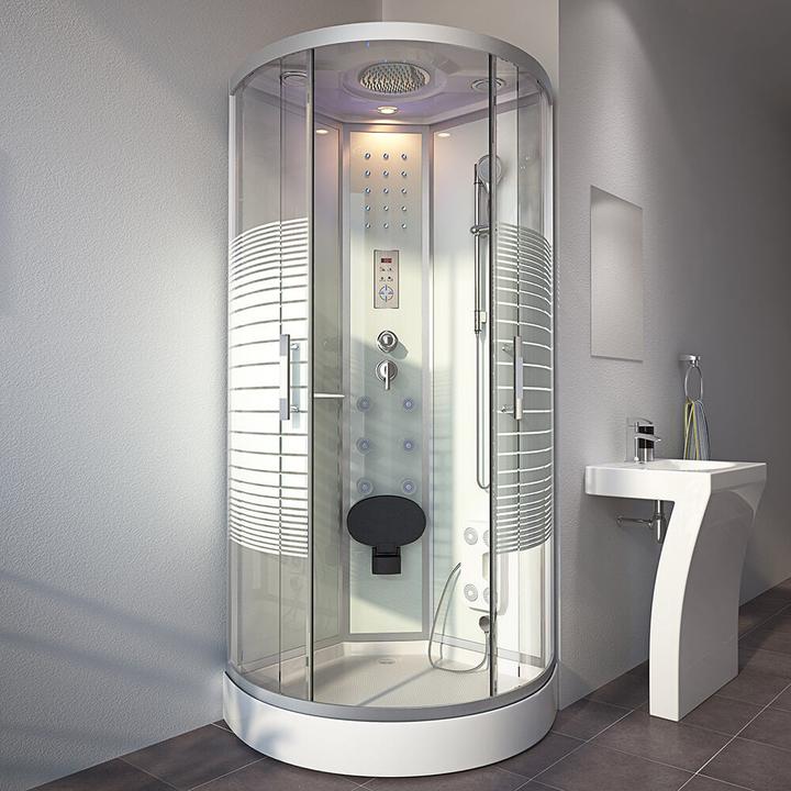 Actual product image Home Deluxe Steam shower with waterfall MANTA L steam sauna, 100x100x220cm