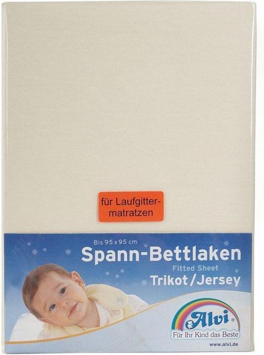 Alvi Spannbettlaken Spannbetttuch für Laufgitter 95 x 95 cm - Natur (95 cm, 95 cm)