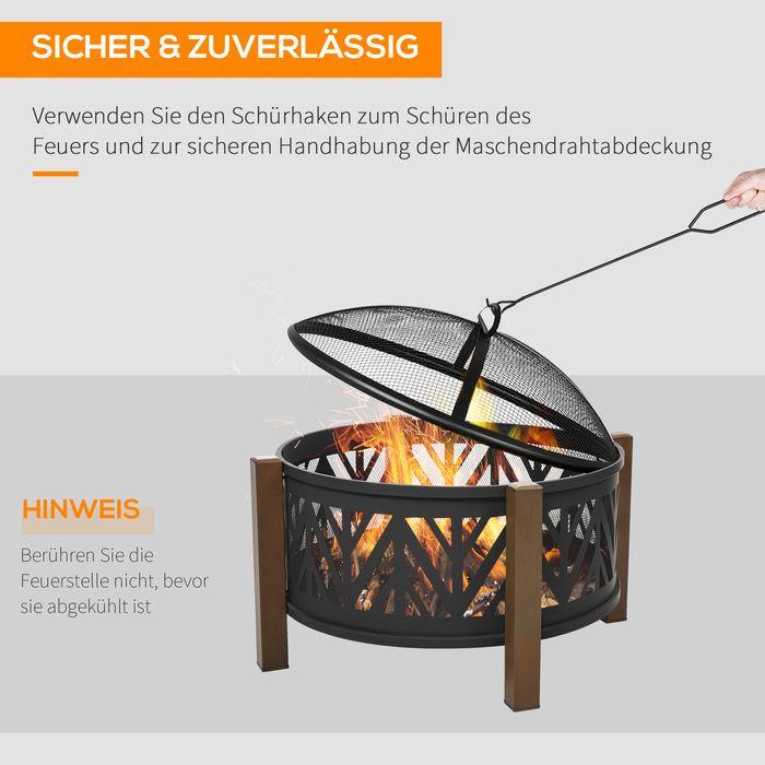 Produktbild Swisshandel24 2in1 Feuerschale, Funkenschutz, Grillrost, Schwarz+Braun (78 cm)