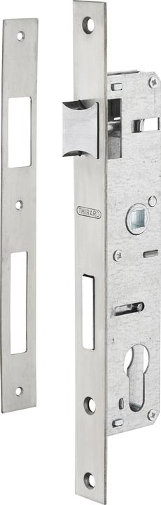Thirard Boitier de serrure encastrable à cylindre pour menuiserie métallique, axe 22mm, bouts carrés, zingué (Mortise lock)
