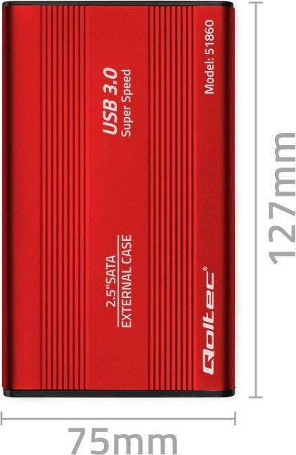Produktbild Qoltec External Hard Drive Case HDD/SSD 2.5" SATA3 USB 3.0 Raudona (2.5")