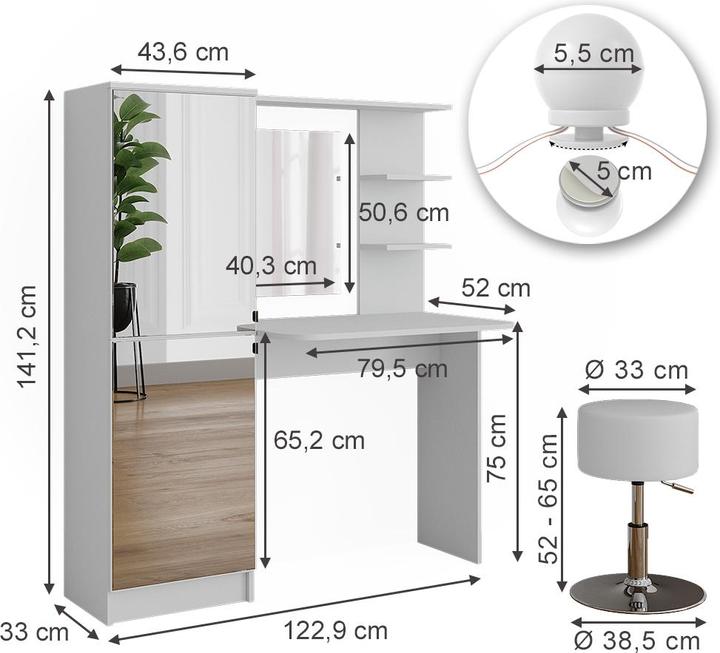 Produktbild Vicco Schminktisch (123 x 33 x 141.5 cm)