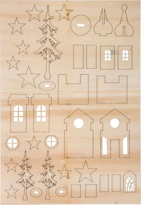 Actual product image Rayher Wooden construction kit "Church", 37 pieces, plywood