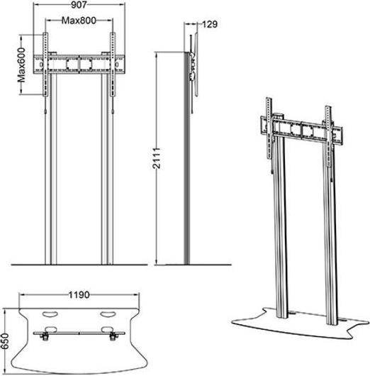 Immagine prodotto Multibrackets M Public Display Stand 210 Dual Pillar Floorbase Black (Specifiche del dispositivo, 110", 125 kg)