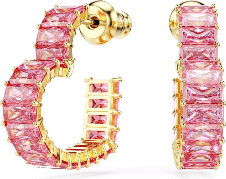 Swarovski Matrix Kreolen Baguette Schliff Herz Klein Rosa Gold (Swarovski Metall)
