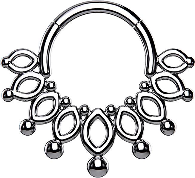 Produktbild Star Piercing Micro Segmentring klappbar silber Krone mit Kugeln (Chirurgenstahl 316L, ohne Messing)