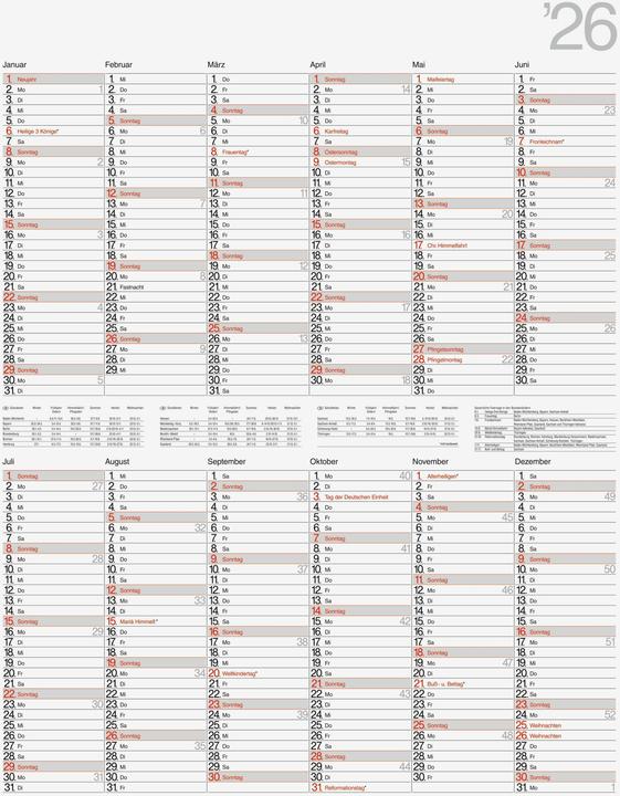 Produktbild rido/id 7033665006 | Plakatkalender Mod. Vertikal 2026 | 700900 mm (Deutsch)