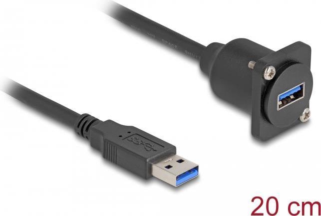 Actual product image Delock D-Type USB 5 Gbps Cable Type-A Male to Type-A Female (0.20 m, USB 3.0)