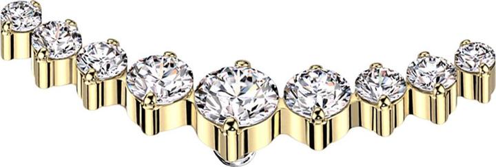Actual product image Star Piercing Dermal Anchor curved gold-plated nine round crystals silver (Titanium G23, without brass)