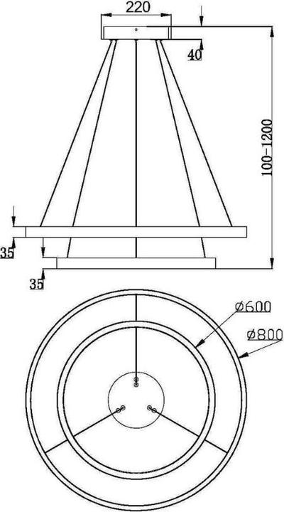 Actual product image Maytoni Rim LED pendant light, pendant light 2x 88W brass 85Ra warm white (2600 lm)