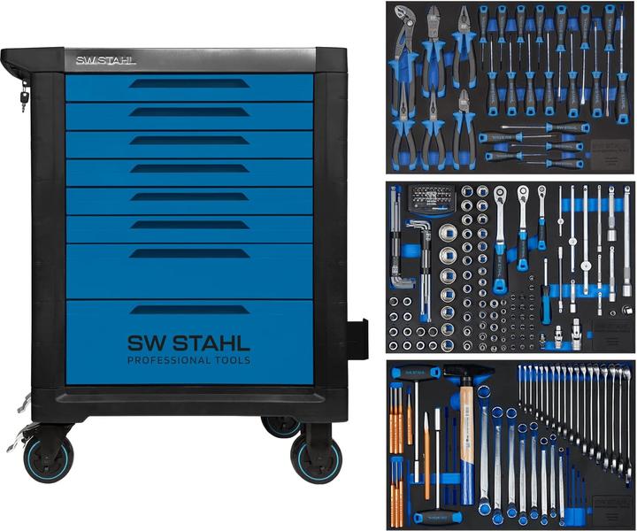 Produktbild SW-Stahl Z3116 Profi Werkstattwagen TT801 blau I 8 Schubladen I 3 Schubladen gefüllt I 213 teilig I (213 x)