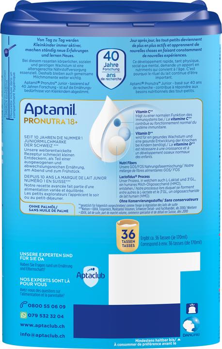 Nährwerte und Zutaten Aptamil Monatsbox Pronutra Junior 18+ (3200 g, ab 18 Monaten)