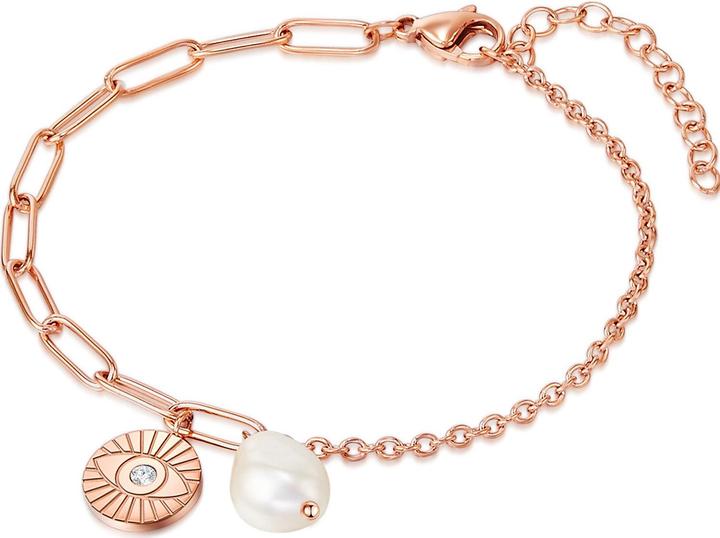 Immagine prodotto Valero Pearls Donna in acciaio inossidabile Preciosa perla d'acqua dolce coltivata oro rosa 17,0 cm di lunghezza (17 cm, Acciaio inossidabile)