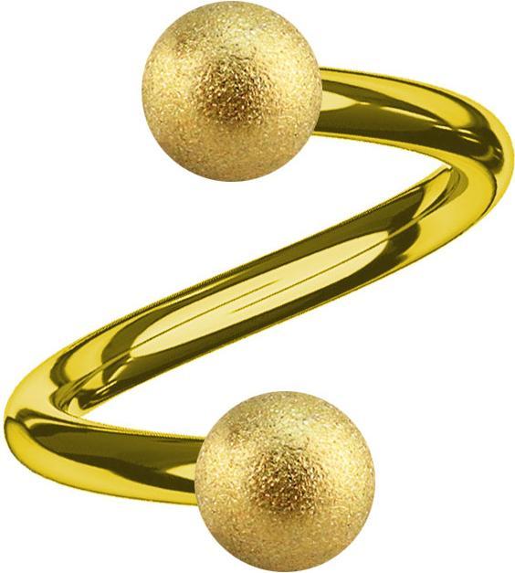 Star Piercing Micro Spirale vergoldet mit zwei Kugeln gesprenkelt (ohne Messing, Chirurgenstahl 316L)