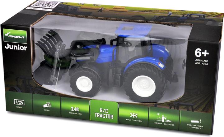 Actual product image Amewi RC Tractor with Front Loader LiIon 500mAh blue/6+ (RTR Ready-to-Run)