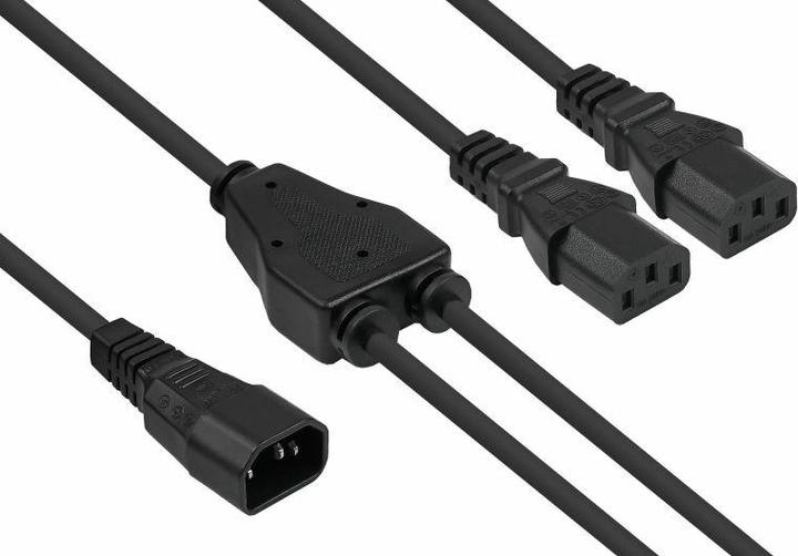Kabelmeister Y-cold appliance extension IEC plug C14 to 2x IEC socket C13, black (2 m, C14)