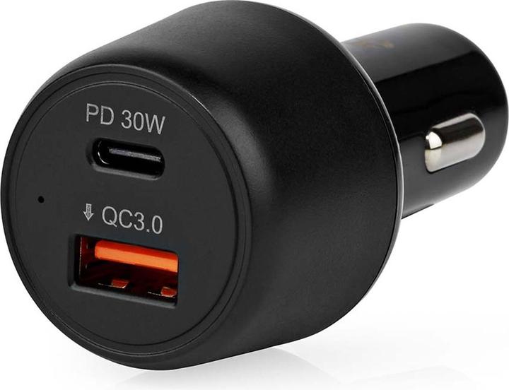 Actual product image Nedis 1xUSB-C PD 30W and 1xUSB-A QC3 Power Delivery black