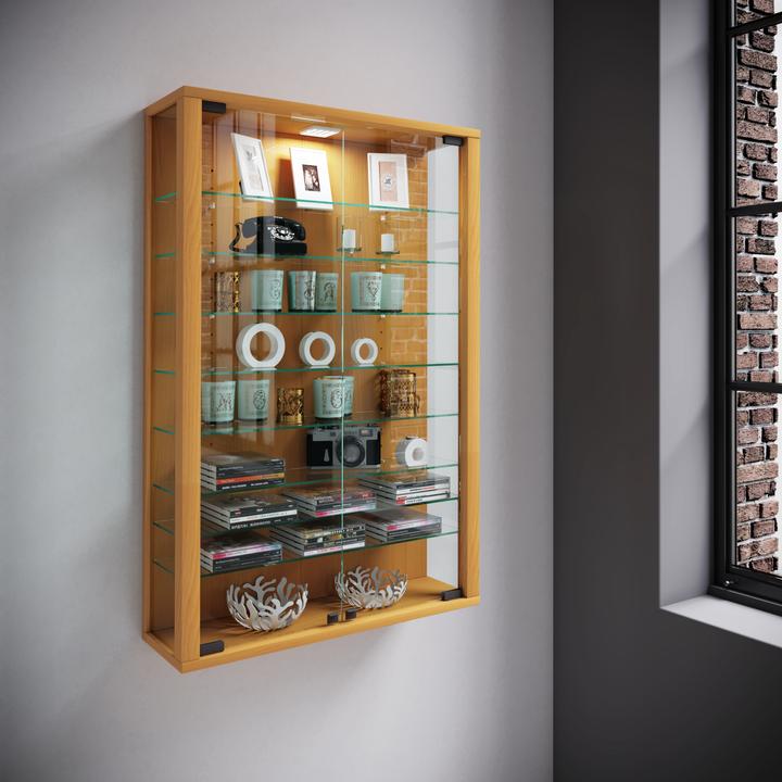 Actual product image VCM Collection wall display case wood glass Vitrosa Mini (59 x 18 x 90 cm)