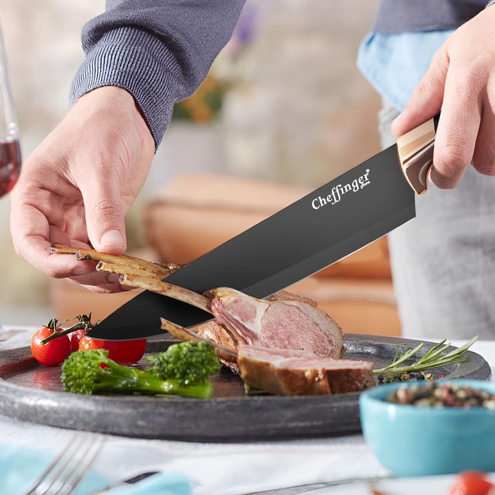 Produktbild Cheffinger Messerset - 7 Teile - Gold und Schwarz