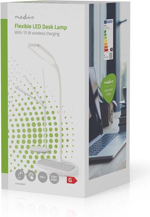 Immagine prodotto Nedis Lampada LED con caricatore wireless - interruttore dimmer - LED - 15 W - con dimmer - bianco (350 lm)