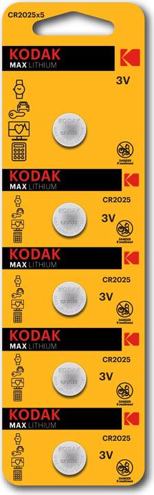 Image du produit Kodak Blister cinco pilas boton / litio ultra 2025 perforado/ 5 unidades (5 pcs, CR2025, 160 mAh)