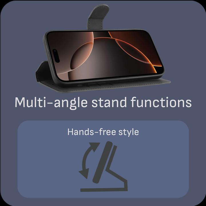 Actual product image Cazy Premium wallet case, magnetic wallet case, card slots, stand (Apple iPhone 16 Pro Max)