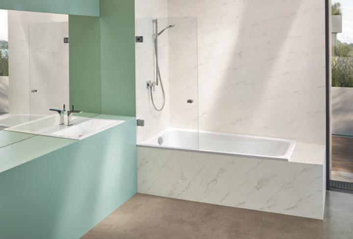 Actual product image Bette BetteSpace M corner bathtub, 170x90cm, 1131, 1 sloping back, white, left-hand installation (192 l, 170 cm, 170 cm)