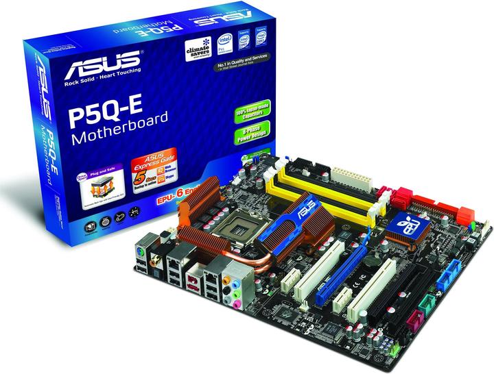 Produktbild ASUS P5Q-E, Intel P45, Socket 775, EPU, Express Gate (LGA 775, ATX)