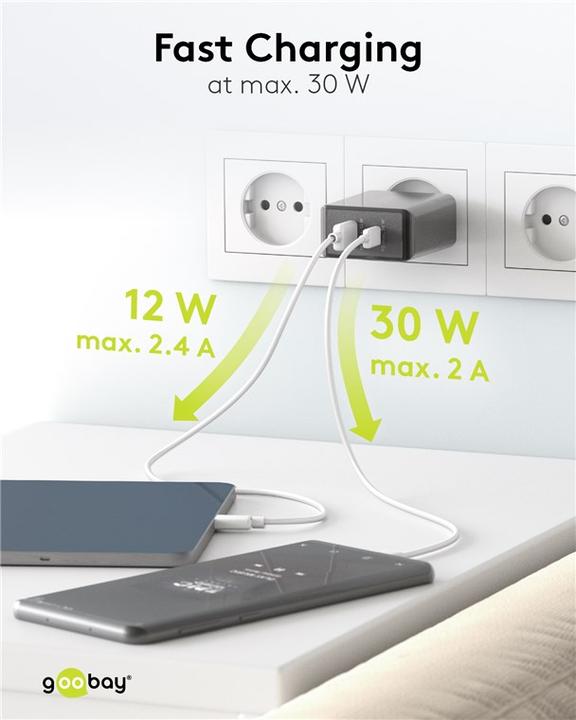 Produktbild Goobay Dual USB Schnellladegerät (30 W)